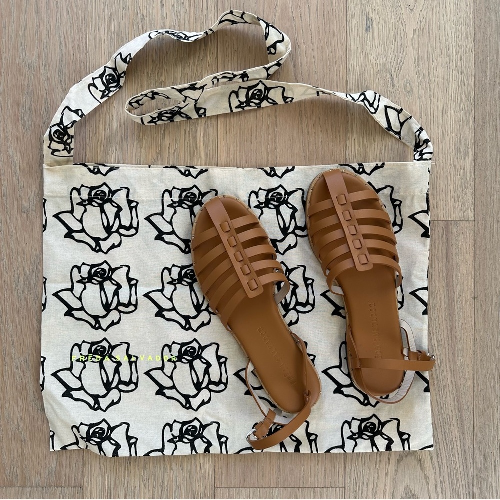 Freda Salvador Women’s Maria Fisherman Sandal in Hazelnut Calf Size 8